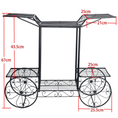 Flower staircase 2 levels, Made of metal, Plant stand for indoor and outdoor use, Dimensions: approx. 67x79x25 cm (Black)
