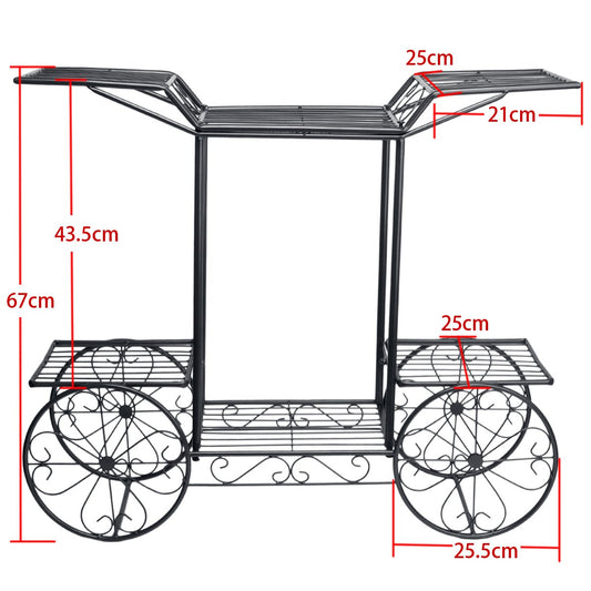 Flower staircase 2 levels, Made of metal, Plant stand for indoor and outdoor use, Dimensions: approx. 67x79x25 cm (Black)