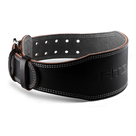 Fitgriff® Classic Weightlifting Belt - 100% Leather - for Men and Women - Belt for Bodybuilding, Strength Training, Weightlifting - Classic Leather Weightlifting Belt (Black, 4 inch, M)