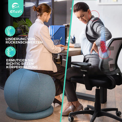 ENOVI ProfiBalance exercise ball with cover, Pezzi ball, office chair ball, 75CM, FG