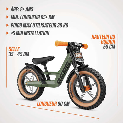 Mountain Biky Trail balance bike with hand brake for ages 2 and up, air tires, magnesium frame, 12 inch, kids bike for boys and girls, adjustable saddle height.