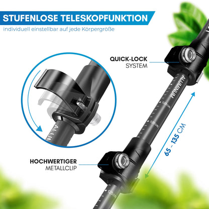 NORDMUT® hiking poles telescope aluminum | Nordic walking sticks for women and men | Ultra-lightweight trekking poles [with rubber buffer set] adjustable with genuine cork grip.