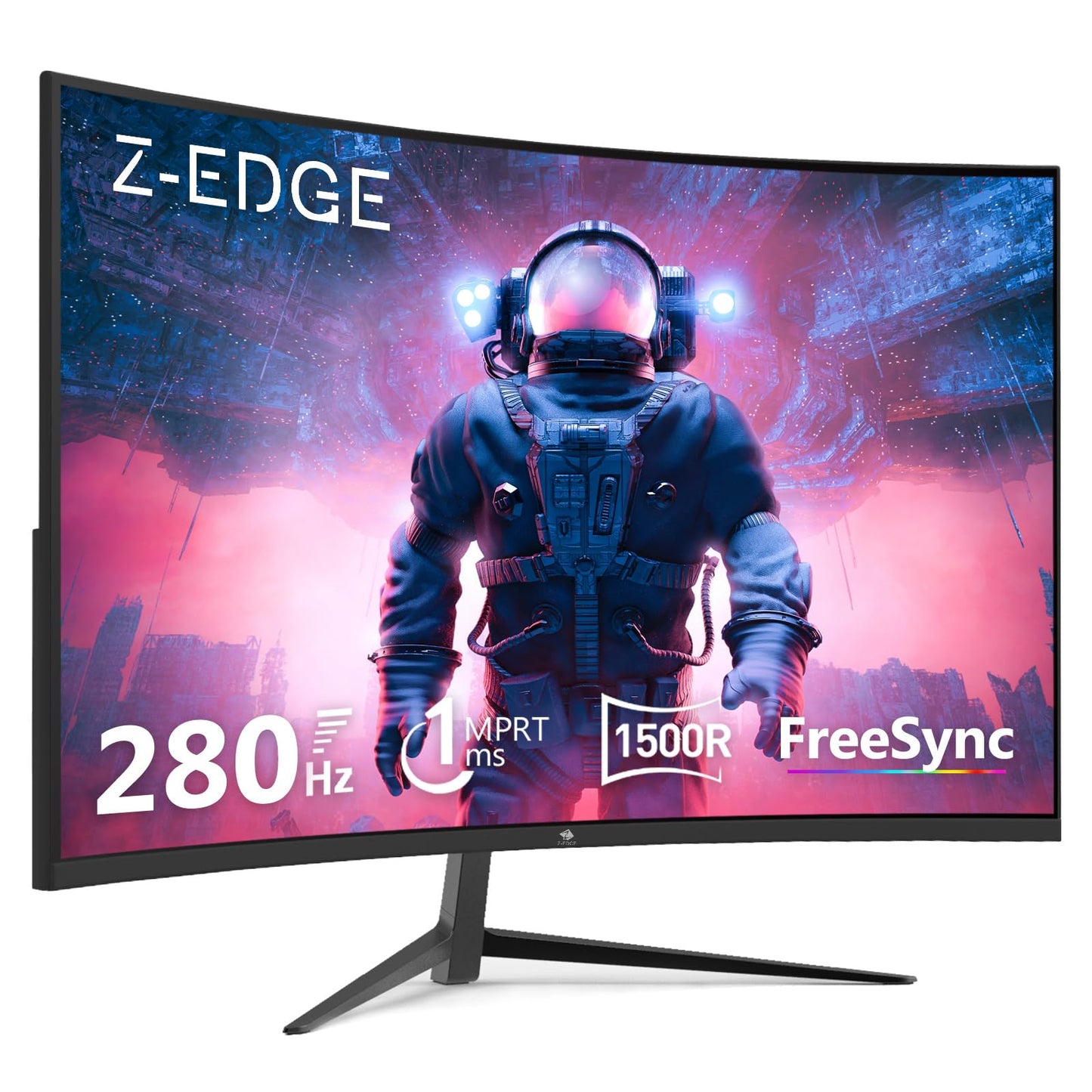Z-Edge 27-inch curved gaming monitor with 280Hz (DP) and 240Hz (HDMI) refresh rates, 1ms MPRT response time, Full HD LED display, 350cd/m² brightness, 16:9 aspect ratio, FreeSync, HDMI 2.0 & DisplayPort 1.2 - Black (2025 Version)