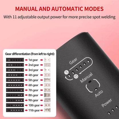 Shkalacar spot welder, portable battery spot welder with automatic and manual modes, 11 adjustable levels, mini spot welder for welding batteries.