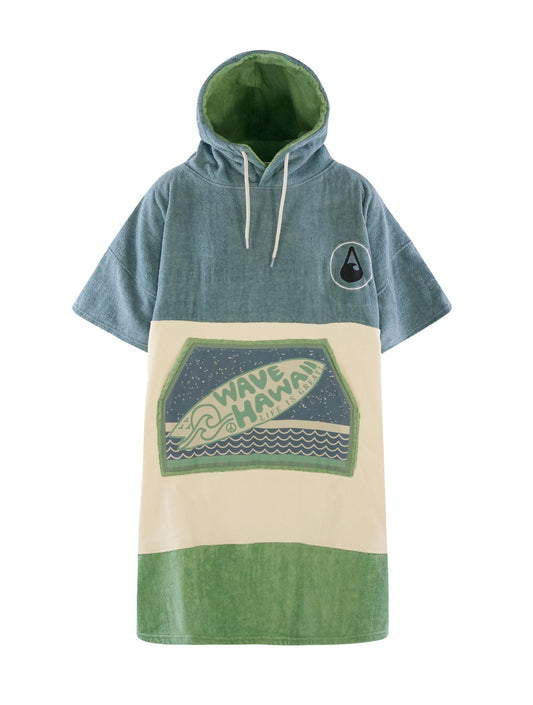 WAVE HAWAII Bath Poncho Women & Men Curitiba | Size L, 170-200cm | 100% Cotton Surf Poncho Adult | Terry Cloth Towel with High Water Absorption | Changing Aid Beach Adult