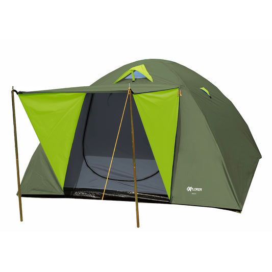 Explorer tent igloo 3 double roof dome tent with awning igloo tent 3-4 people 240 x 110 x 130 cm 1500mm water column weather-protected entrance outdoor hiking family camping green