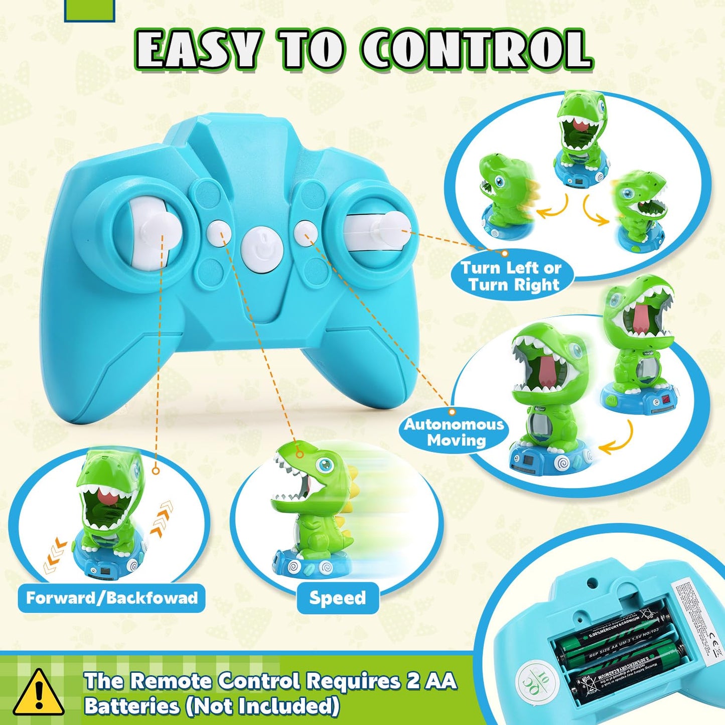 EagleStone Remote Control Dinosaur Shooting Toy for Kids, Electronic Moving Dino Shooting Game with Spay & Auto Scoring, Lights & Sounds, Party Favors, Toy for 6,7 8 Years