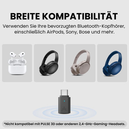 Avantree C81-Gaming - USB-C Bluetooth 5.3 audio adapter for PS5, Qualcomm chip, aptX Adaptive & HD, premium sound, compatible with AirPods, Bose headphones & more.