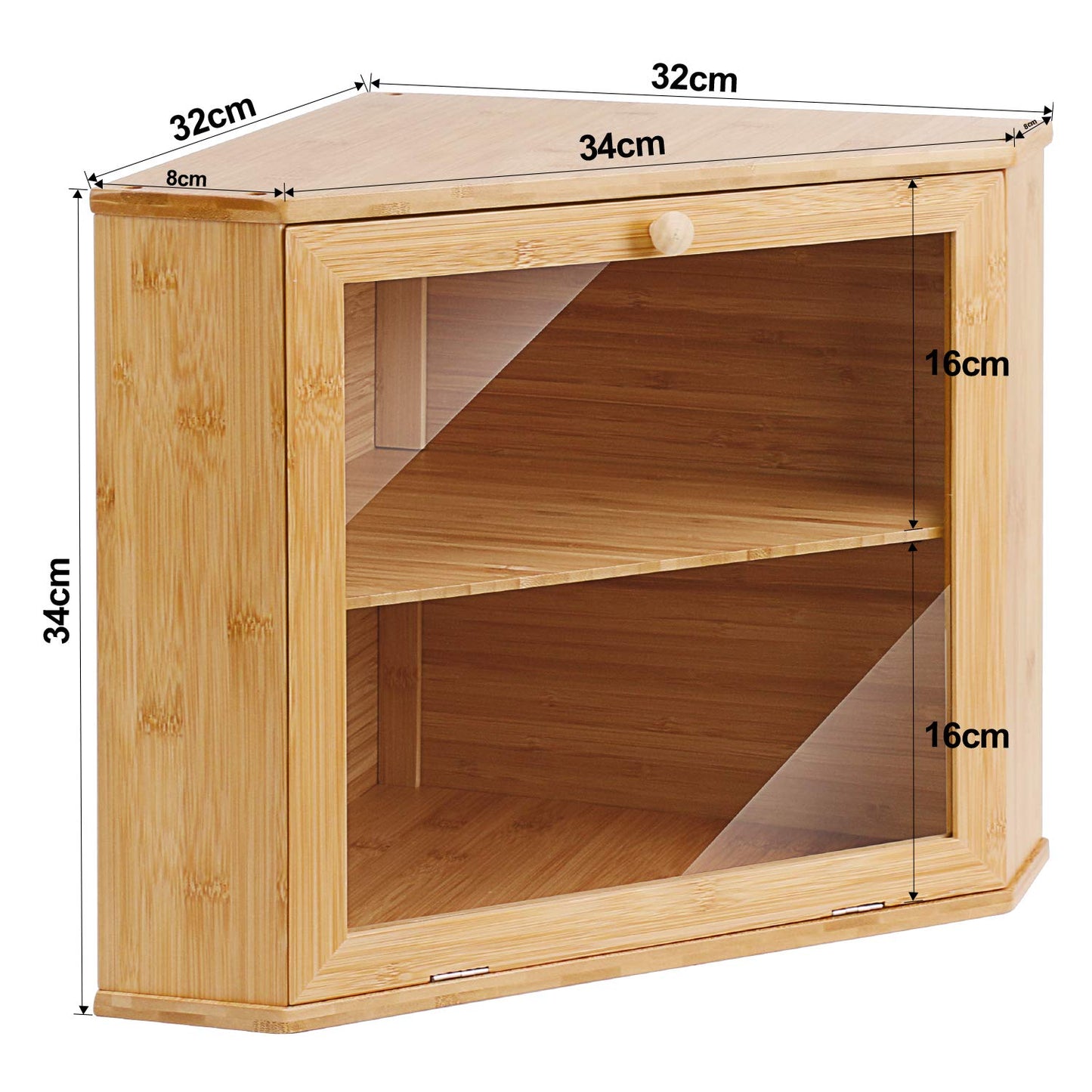 Leader Accessories bamboo bread box 2 tier bread container for corner food-safe bread storage easy to clean 32x32x34cm