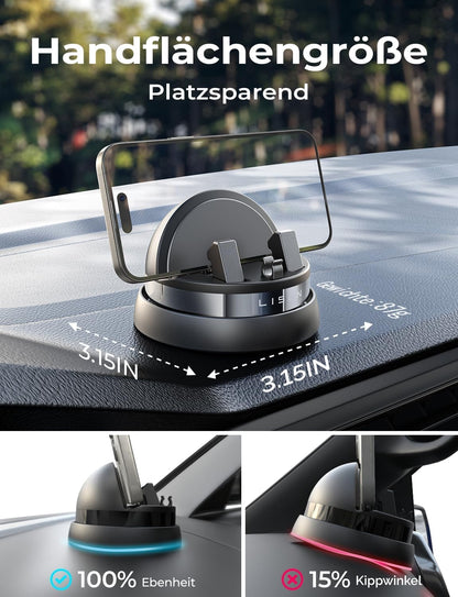 LISEN car phone holder dashboard 360° adjustable clip phone holder for iPhone 17 16 15 Pro Max S24.