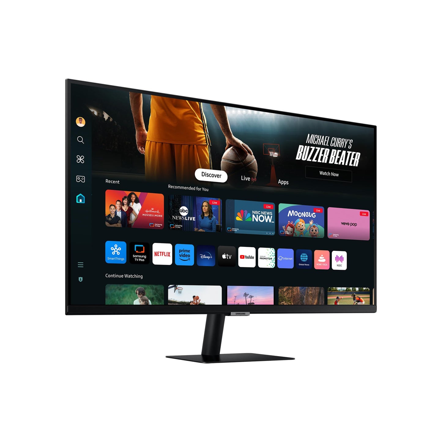 Samsung M70D Smart Monitor, 32 inch, 4K AI upscaling, UHD, 60 Hz, streaming monitor with entertainment and gaming hub, screen with speakers, smart TV apps with remote control, LS32DM700UUXEN.
