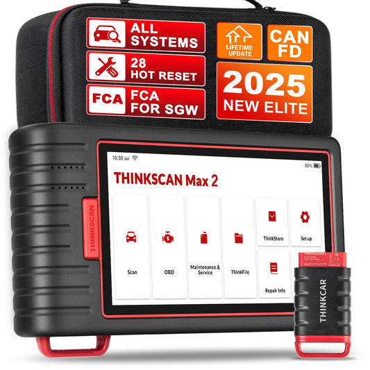 Thinkcar Thinkscan MAX2 OBD2 Diagnostic Tool for all vehicles, All system diagnoses OBD2 diagnostic tool Bluetooth with 28 reset functions, Oil, DPF, IMMO, Free software update, Wireless connection.