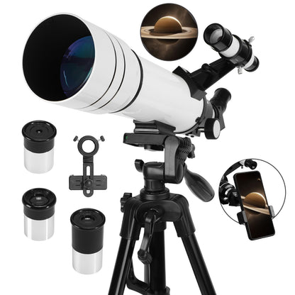 Telescope, Astronomy Telescope for Adults High Powered, 70mm Aperture 400mm Professional Refractor Telescopes for Kids & Beginners (White)