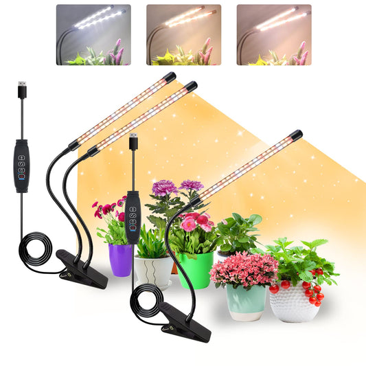COKOLILA 2 Pieces Plant Lamp LED, 240 LEDs Full Spectrum Grow Light, 3000K 5000K 660nm Plant Light for Indoor Plants with Timer, 3 Light Modes, great for plants (no adapter)