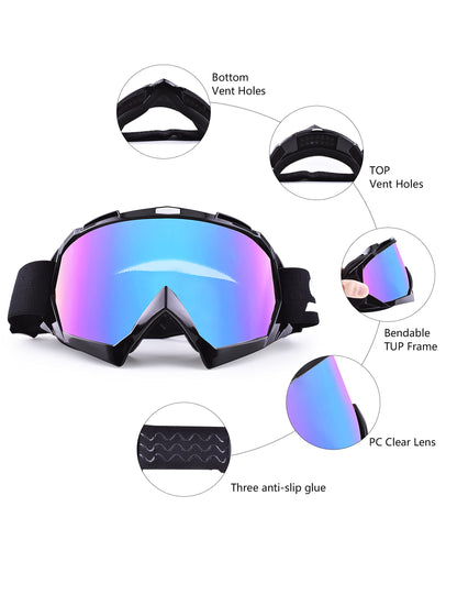 SGTTX Motorcycle Goggles, ATV Dirt Bike Off-Road Racing MX Goggles Anti-UV Protection Goggles Windproof Dustproof Motocross Goggles Anti-Scratch Motorcycle Goggles for Cycling/Riding/Climbing/Skiing