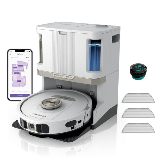 Shark PowerDetect 2-in-1 Vacuum & Mop Robot, NeverTouch Pro 60 Days, Self-Empty, Fill & Clean, 3D & LiDAR Nav, NeverStuck Obstacle Avoidance, App Control, White, AV2800ZEEUWH.