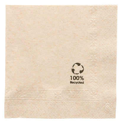 Napkins Ecolabel 2-Ply 18 g/m2 20x20 cm Natural Recycled Tissue - 4800 units.