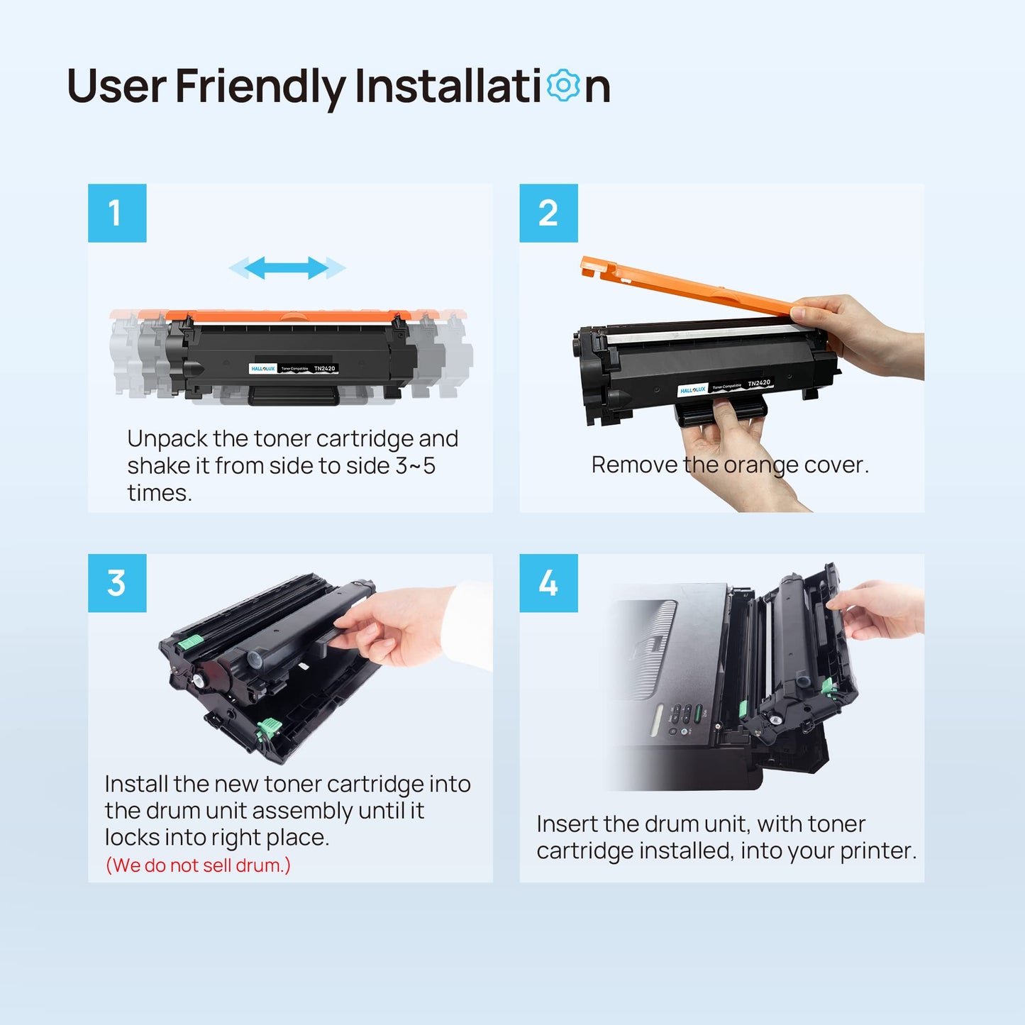 TN2420 TN2410 Toner Cartridge Compatible for Brother MFC-L2710DW MFC-L2710DN HL-L2350DW HL-L2375DW DCP-L2530DW HL-L2310D HL-L2370DN MFC-L2730DW for Brother TN-2420 TN-2410 (2 Black, 2-Pack)