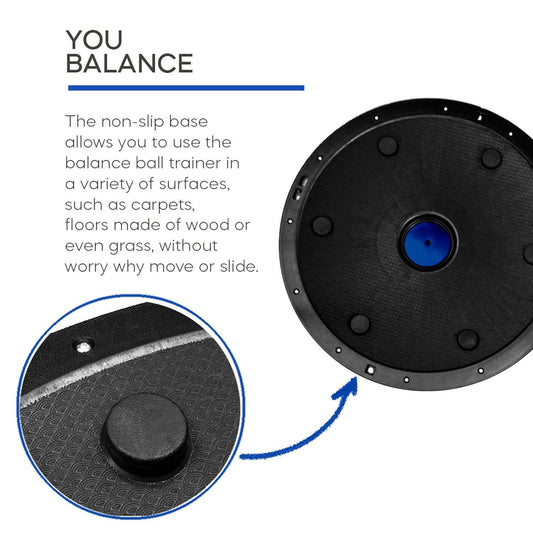 OcioDual Balance Ball, Balance Trainer, Half Fitness Ball for balance, Proprioceptive platform, Non-slip ball with inflator and resistance bands, Half Gymnastic Ball, Blue