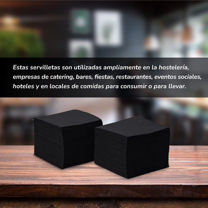 Hostelnovo - 600 black table napkins, disposable paper - micro quilted paper - 10 x 10 cm (folded) and 20 x 20 cm (unfolded) - Ideal for catering, bars, and parties.