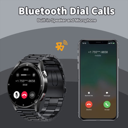 Smartwatch with phone function, 1.32 inch smartwatch for men with Bluetooth heart rate monitor, sleep tracker, calorie tracker, sports watch with voice assistant 360*360 HD touchscreen for iOS and Android.