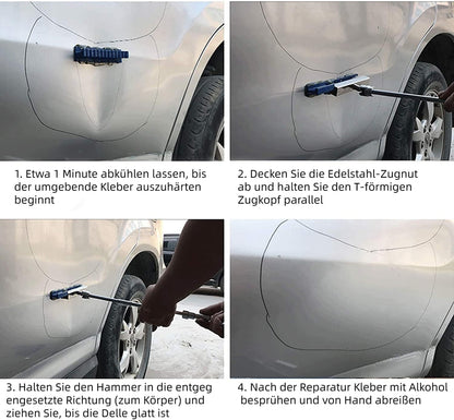 PDR Tools Dent Repair Kit, Paintless Dent Repair Kit with New Long Tabs made from Aluminum Alloy for damage from large dents, small dents, creases, and hail damage.