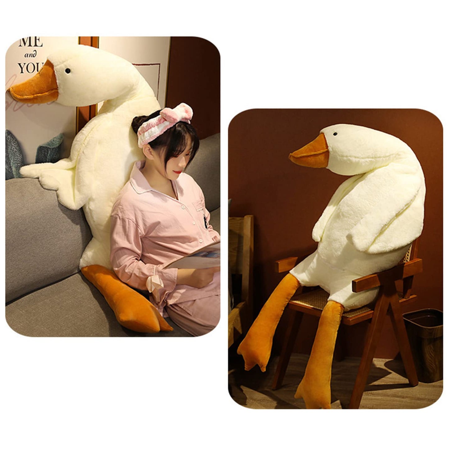 Tiiyee Goose plush toy, swan fabric plush Sweden Stuffed Toy Huge plush duck doll Soft plush toy Sleeping pillow cushion bed sofa floor toy birthday gift White 1.6M