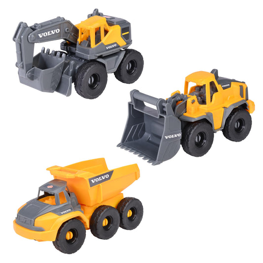 Dickie Toys - Volvo Construction Vehicles for ages 3 and up (3 pieces) & 4002 Toys Volvo Freewheel Wheel Loader, Toy Excavator, Construction Vehicle