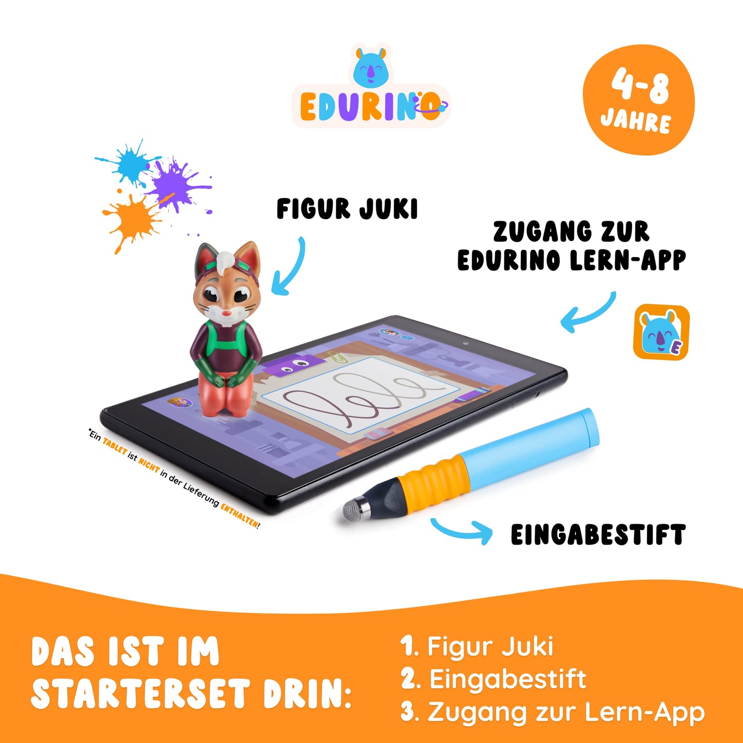 Edurino Starter Kit Juki Creativity & Painting for ages 4 and up with included stylus | Innovative & digital learning game | Color theory & painting experiments