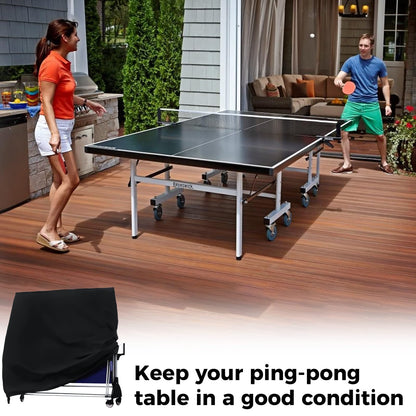 Table tennis table protective cover outdoor ping pong table cover tear-resistant waterproof windproof UV-resistant black table tennis cover 185x165x70cm