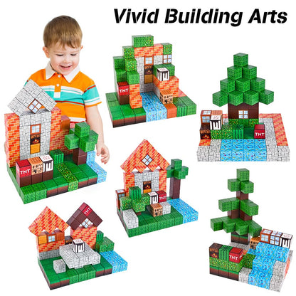 HOTUT Magnetic Building Blocks, 96 Pieces Magnetic Toy, Build Mine Magnetic World Set, Magnet Montessori Toy for Boys Girls