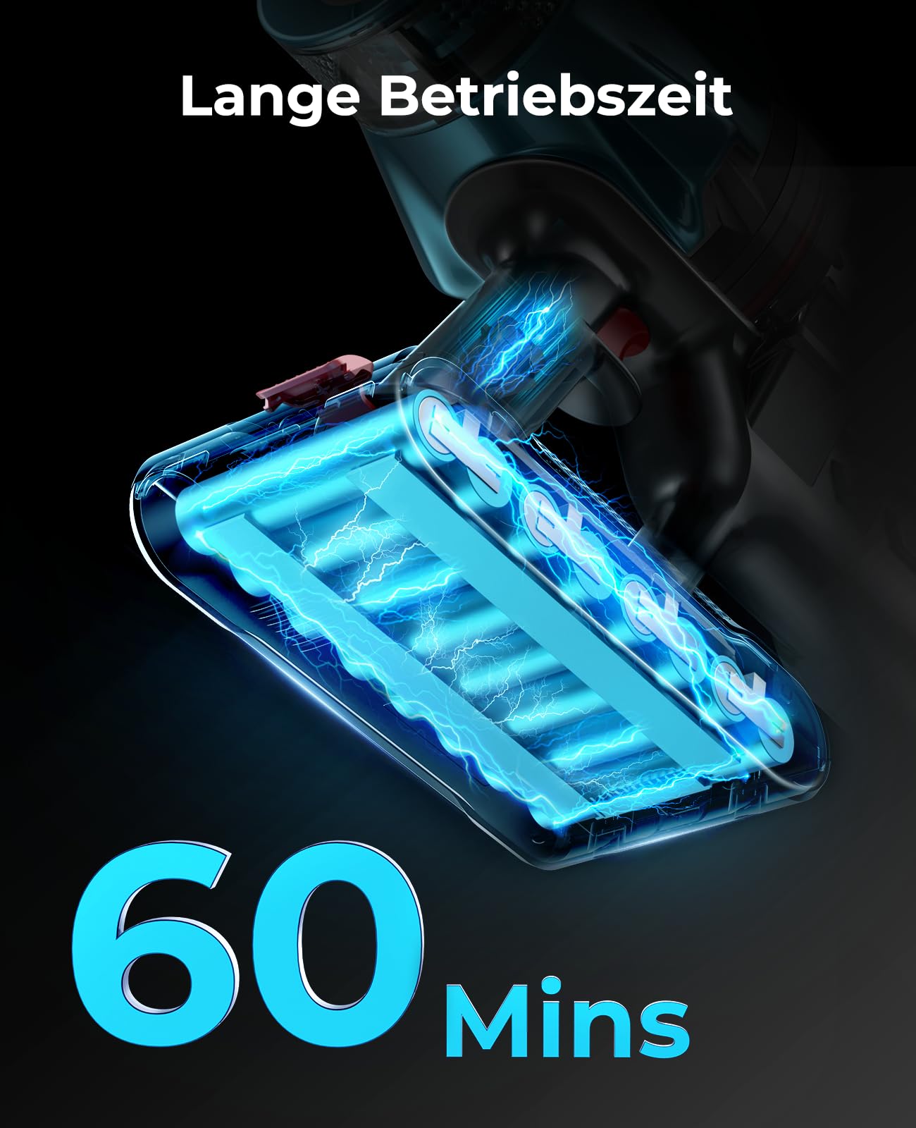 Fieety Cordless Vacuum Cleaner, 550W/45000Pa/60Mins Vacuum Cleaner with Smart Touchscreen, Vacuum Cleaner with Built-in Charging Station, Anti-Tangle Floor Brush for Hard Floors Carpets Pet Hair