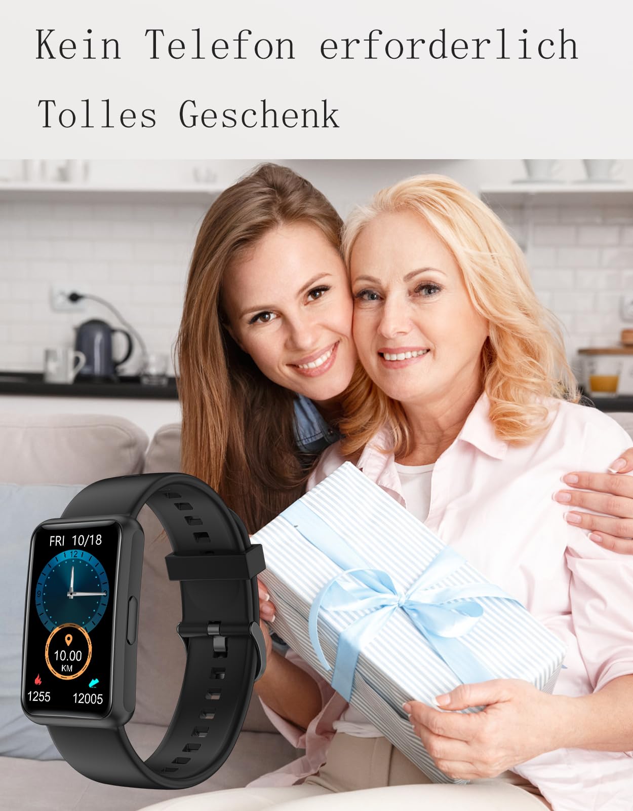 HUAKUA Pedometer Watch (No app and phone) 1.47 inch touchscreen Simple Smartwatch Fitness Tracker with Calorie Counter, Sleep Monitor, Stopwatch Waterproof IP68, Timer Fitness Watch for Walking Running