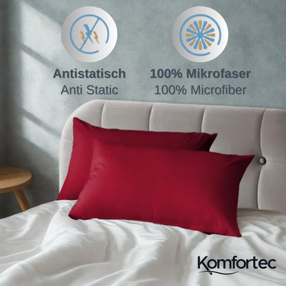 Comfortec Premium bedding set 200x200 with 2 pillowcases 40x80 cm made of brushed microfiber - Red