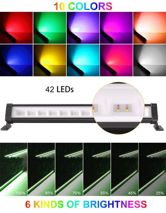 RGB LED spotlight, CLY 25W RGB wall washer light with remote control LED bar IP66 waterproof dimmable floodlight 6 brightness memory function timer light bar for DJ disco Halloween party garden Christmas