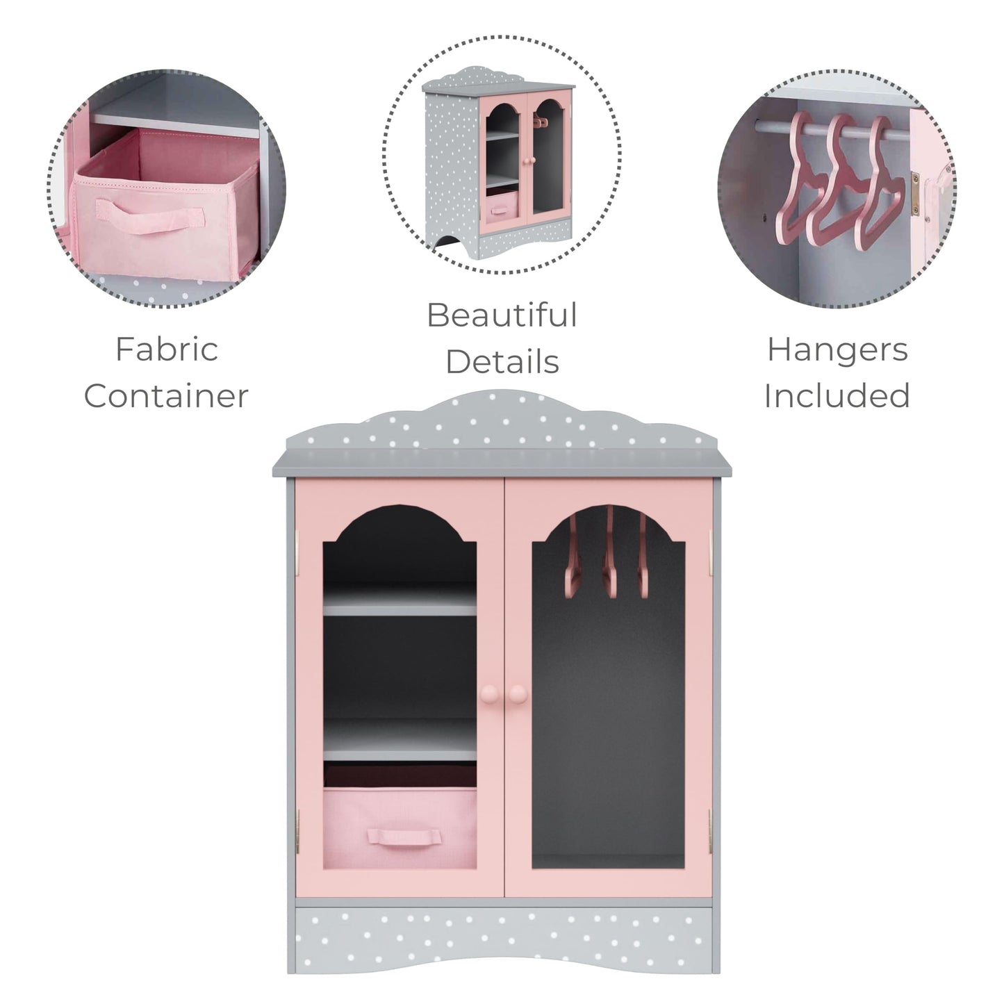 Doll wardrobe wooden doll accessories baby dolls toy Olivia's World TD-0210AG