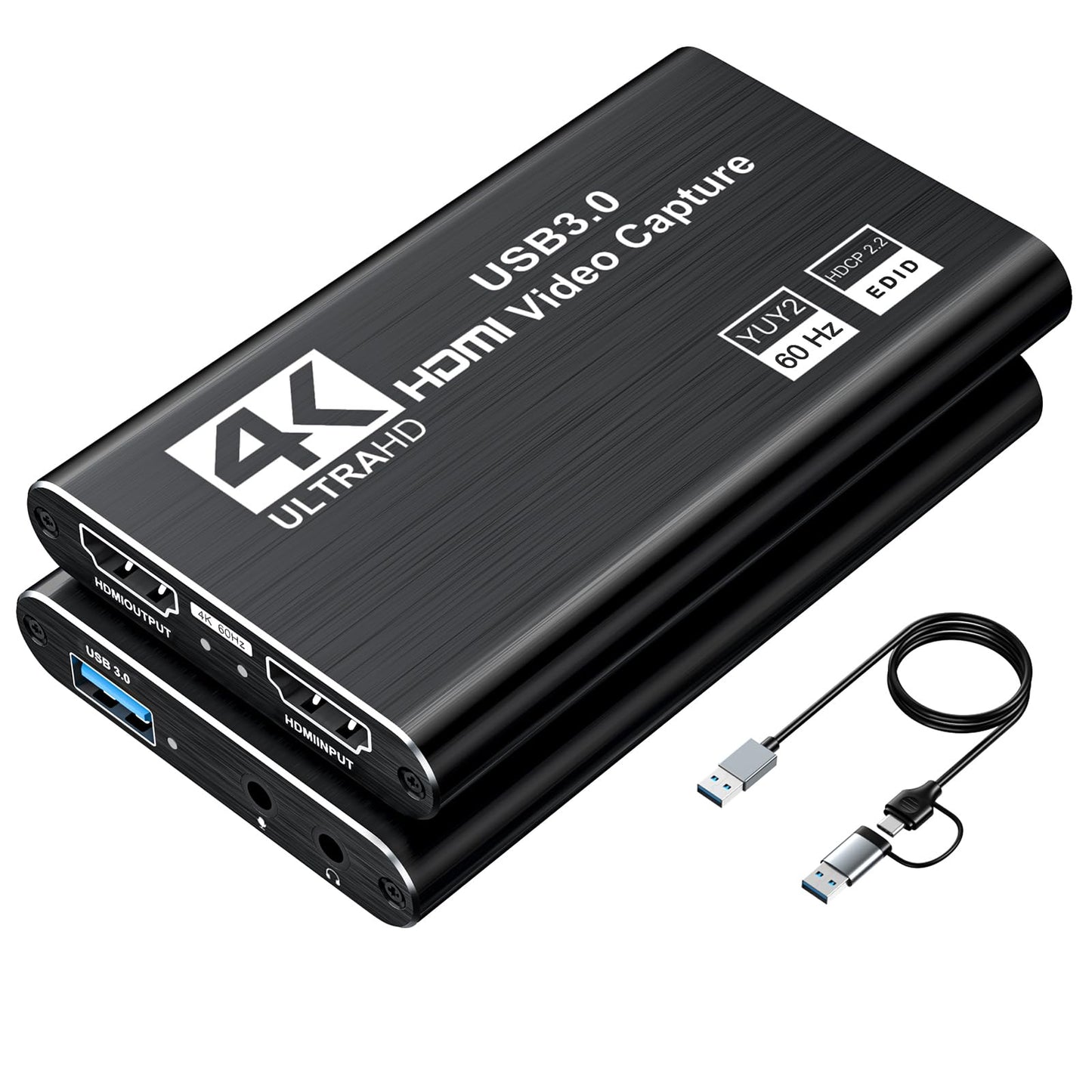 XIIXMASK Video Capture Card, Audio Video Capture Card, USB 3.0 Capture Card with 4K HDMI Loop-Out, 1080P 60FPS/2K 30FPS video game capture for streaming, compatible with PS5/Switch/camera/PC/OBS.