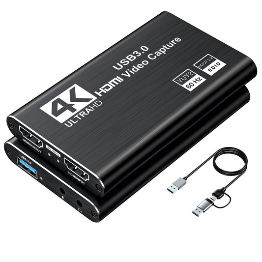 XIIXMASK Video Capture Card, Audio Video Capture Card, USB 3.0 Capture Card with 4K HDMI Loop-Out, 1080P 60FPS/2K 30FPS video game capture for streaming, compatible with PS5/Switch/camera/PC/OBS.