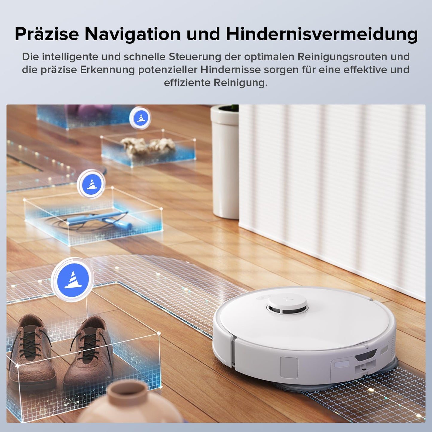 Roborock Qrevo Edge S5A robot vacuum with mopping function, Dual Anti-Tangle System, 18,500Pa suction power, FlexiArm Design for edge cleaning, lift-up mop for 75℃ hot water mopping (White)