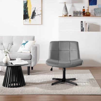 WOLTU Office Chair without armrests, height adjustable swivel chair without casters, desk chair with velvet cover, reading chair with wide seat, rocking function, 150 kg load capacity, Dark Grey, BS158dgr