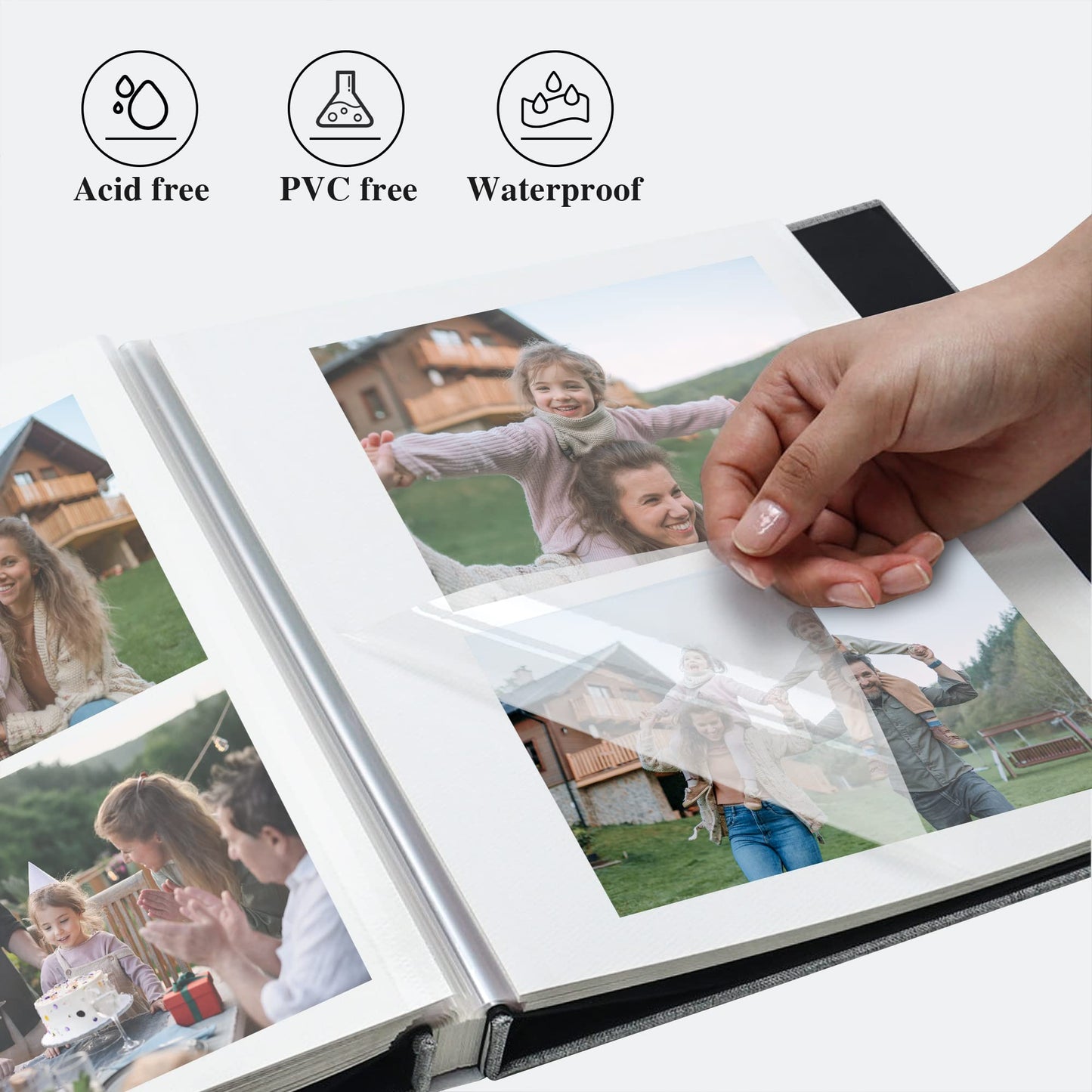 Vienrose self-adhesive photo album 4x6 Stick and customize large linen photo album with 40 white pages, wedding anniversary birthday gifts with a pen, 13x13in