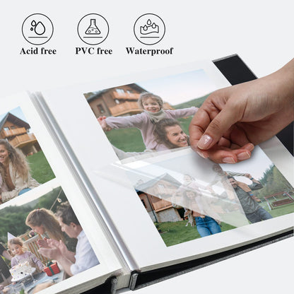 Vienrose self-adhesive photo album 4x6 Stick and customize large linen photo album with 40 white pages, wedding anniversary birthday gifts with a pen, 13x13in