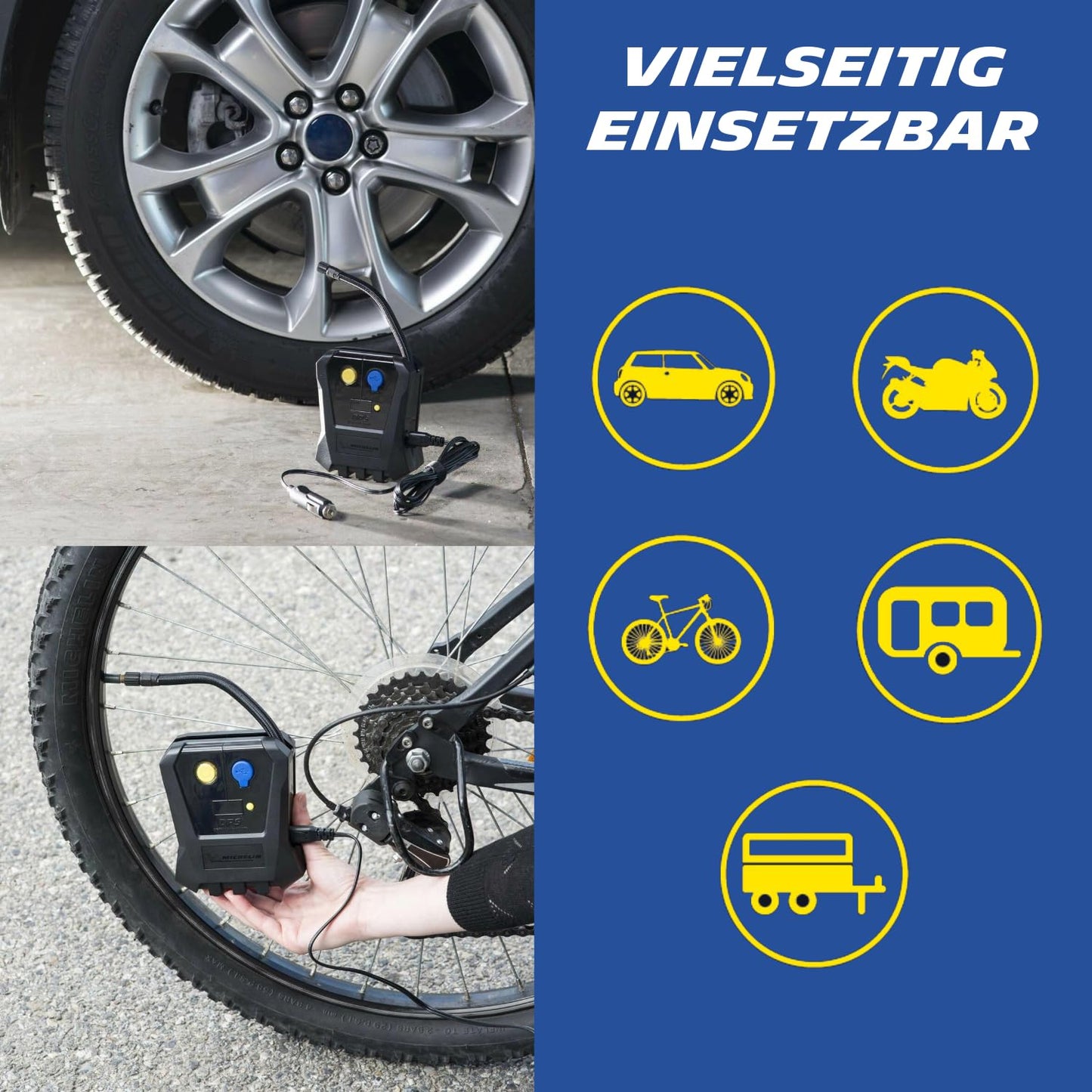 MICHELIN Micro Compressor 12V - Digital & Compact | Precise tire pressure for car, motorcycle, caravan & bicycle | Powerful, Portable Air Compressor for On-the-Go