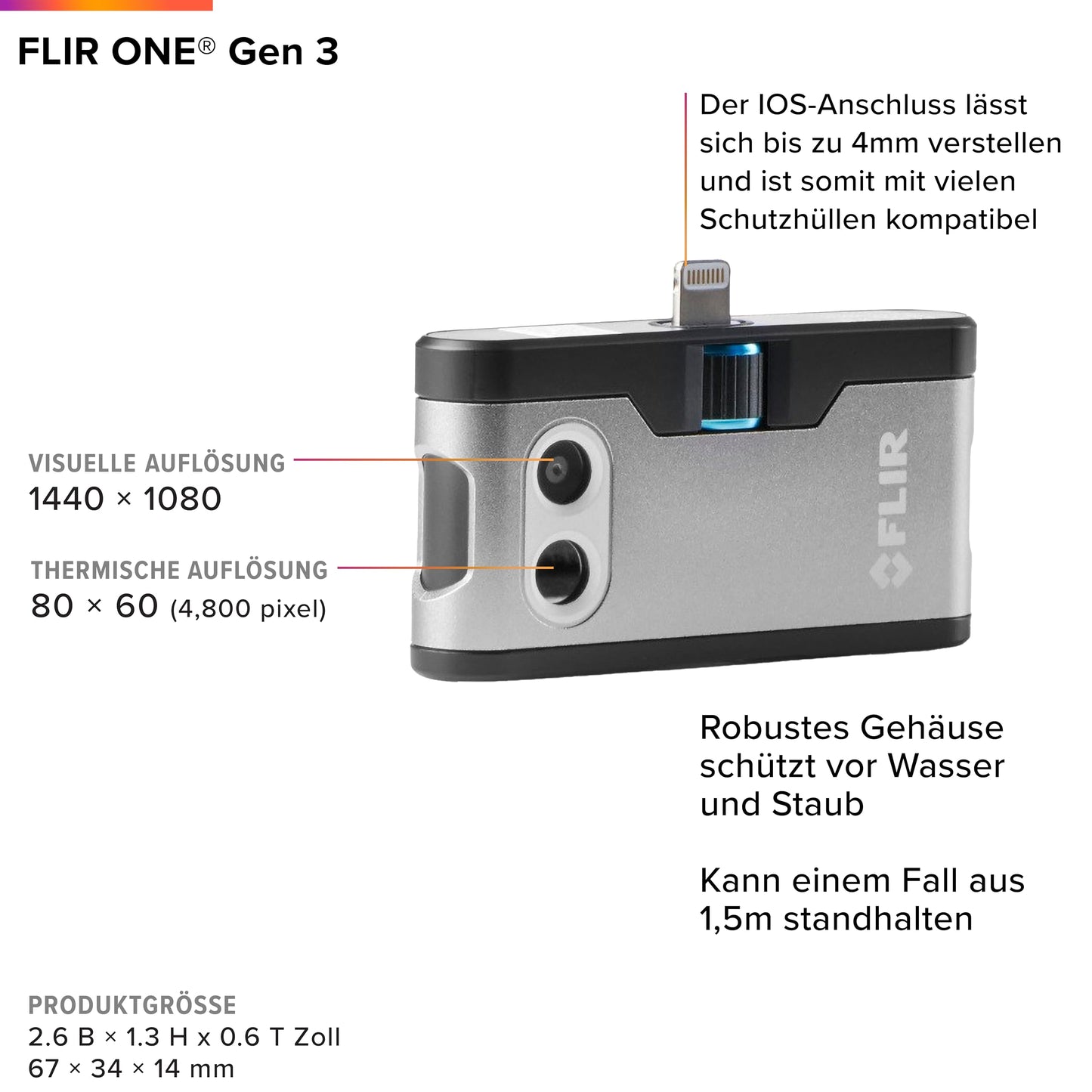 FLIR ONE Gen 3 - Thermal camera for iOS smartphones (iPhone 14 and older with Lightning connector): Used for home inspections, HVAC, automotive, and more.