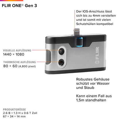 FLIR ONE Gen 3 - Thermal camera for iOS smartphones (iPhone 14 and older with Lightning connector): Used for home inspections, HVAC, automotive, and more.