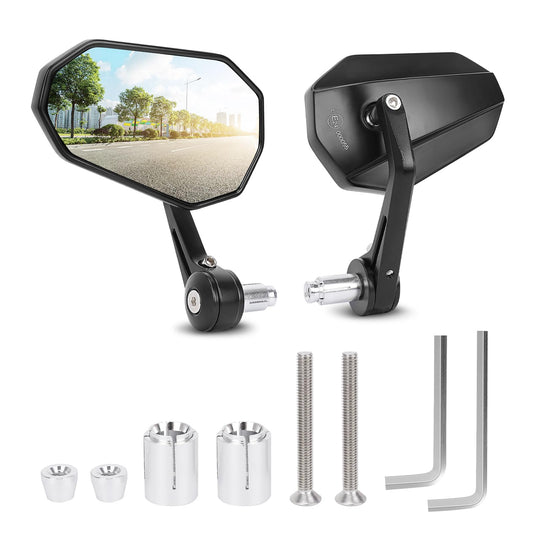 SUPAREE Motorcycle Mirror Universal Motorcycle Rearview Mirror Motorcycle Mirror E-approved 360° Rotatable with Robust Aluminum Alloy Compatible for Scooter Roller ATV (Left and Right)