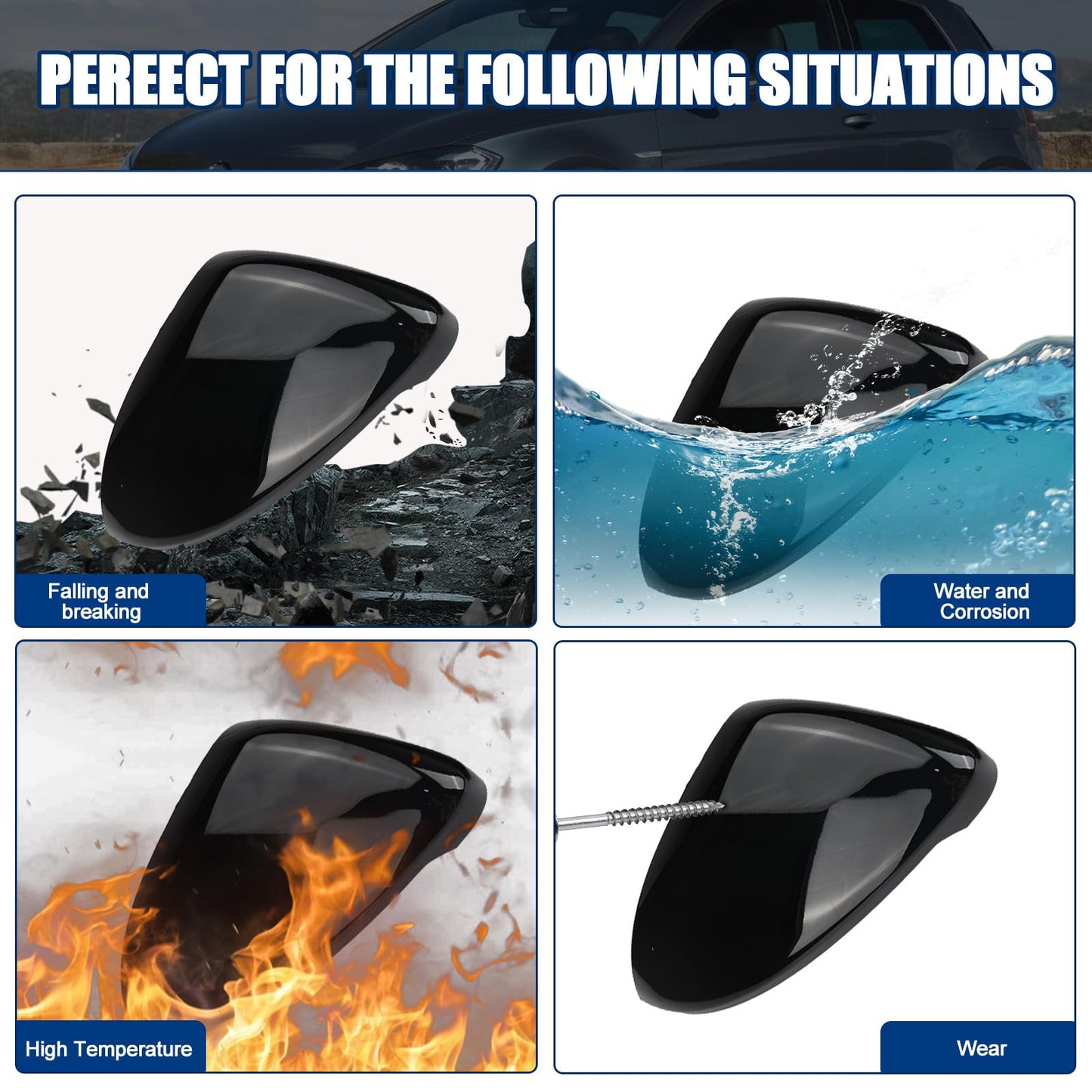 1 Pair Mirror Covers Replacement for VW Golf MK7 MK7.5 R GTD VII 2013-2018, Car Mirror Caps Exterior Mirror Cover Rearview Mirror Cover Replacement for VW Touran 2016 2017 (Black)