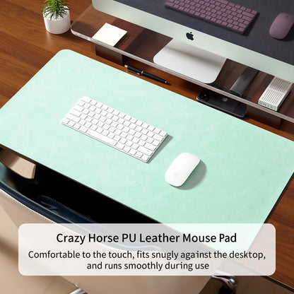 Lllunimon Large Leather Desk Pad Protector Mouse Pad PU Leather Desk Mat Large Mouse Pad Non-Slip Table Mats Mouse Mat Waterproof Writing Pad for Office and Home (Light Green, 120x60cm)