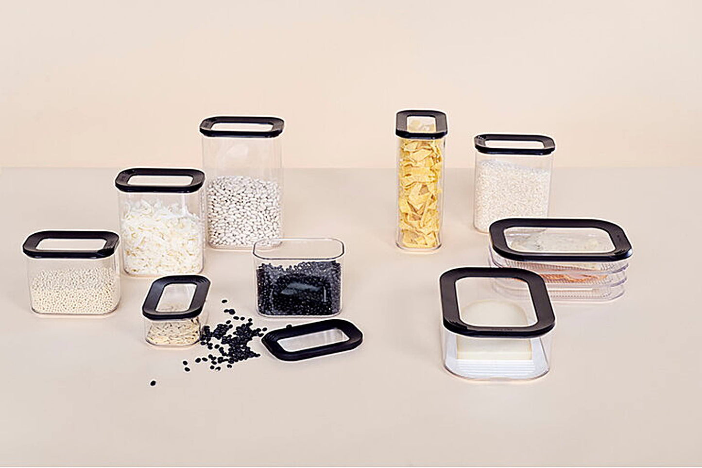 Mepal 2-piece Fresh-keeping Containers Starter Set Meat and Cheese Modula Storage Container - perfect for storing food - dishwasher safe, Nordic Black