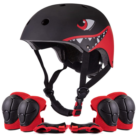 Skateboard helmet & knee pads set for 2-6 year old boys & girls | Lightweight micro shell kids helmet & knee pads for balance bike, skateboard, motorcycle sport...